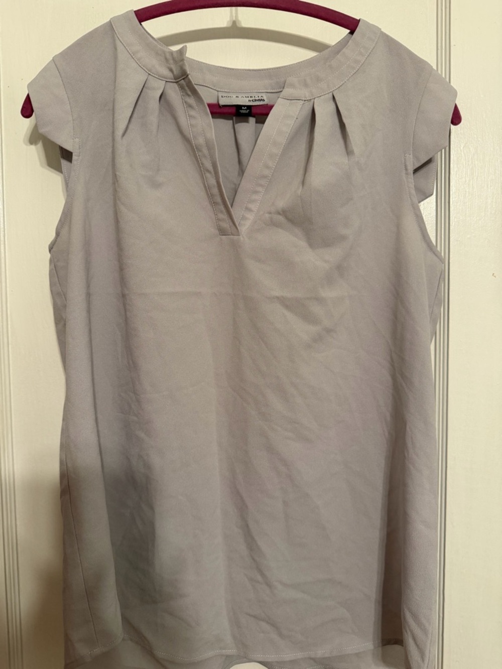 Caslon Light Gray Pleat-Detail Cap Sleeve Camisole